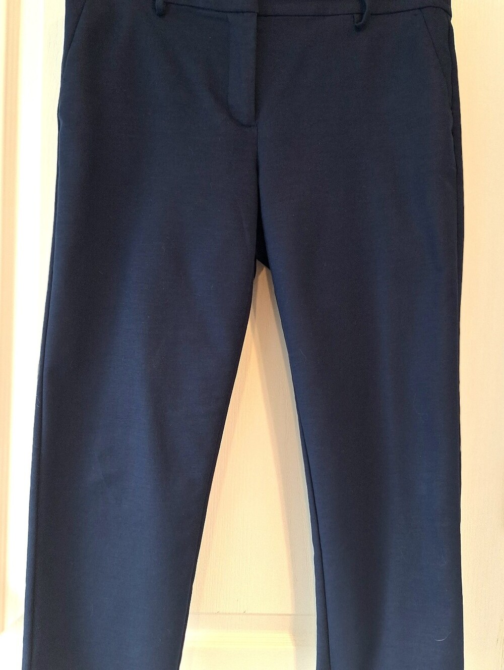Ann Taylor LOFT Straight-Leg Crop Pants. Navy color. Petite 8